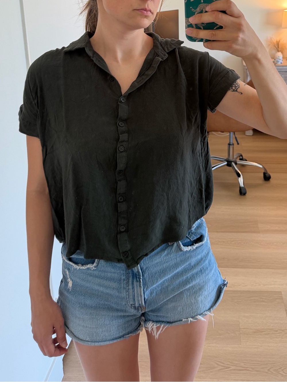 Button up short sleeve top